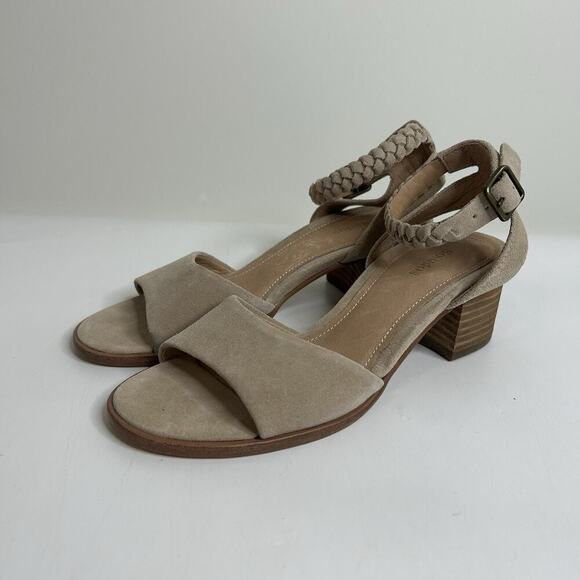 Soludos Sandal Womens 6 Lucia Mid heel Sand Leather Suede Wedding Cocktail Party - Picture 1 of 9